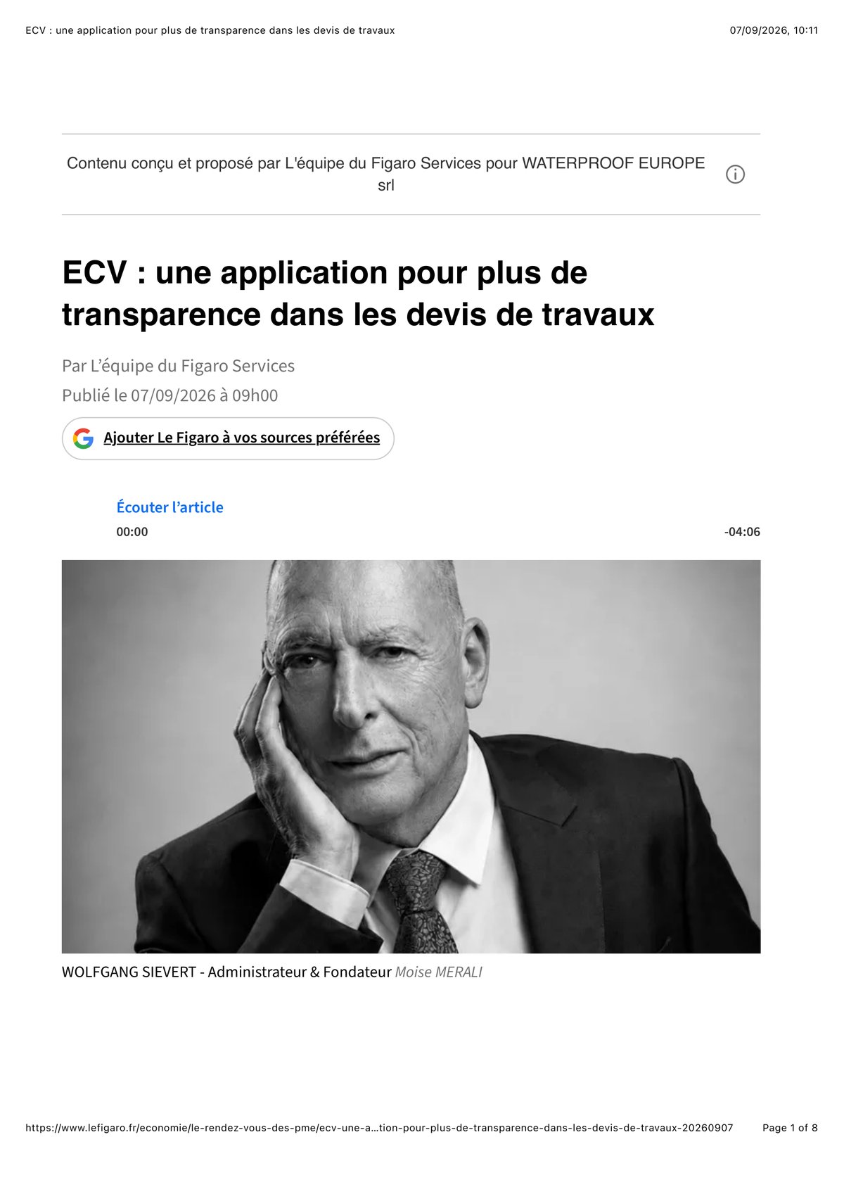 The article as published in Le Figaro